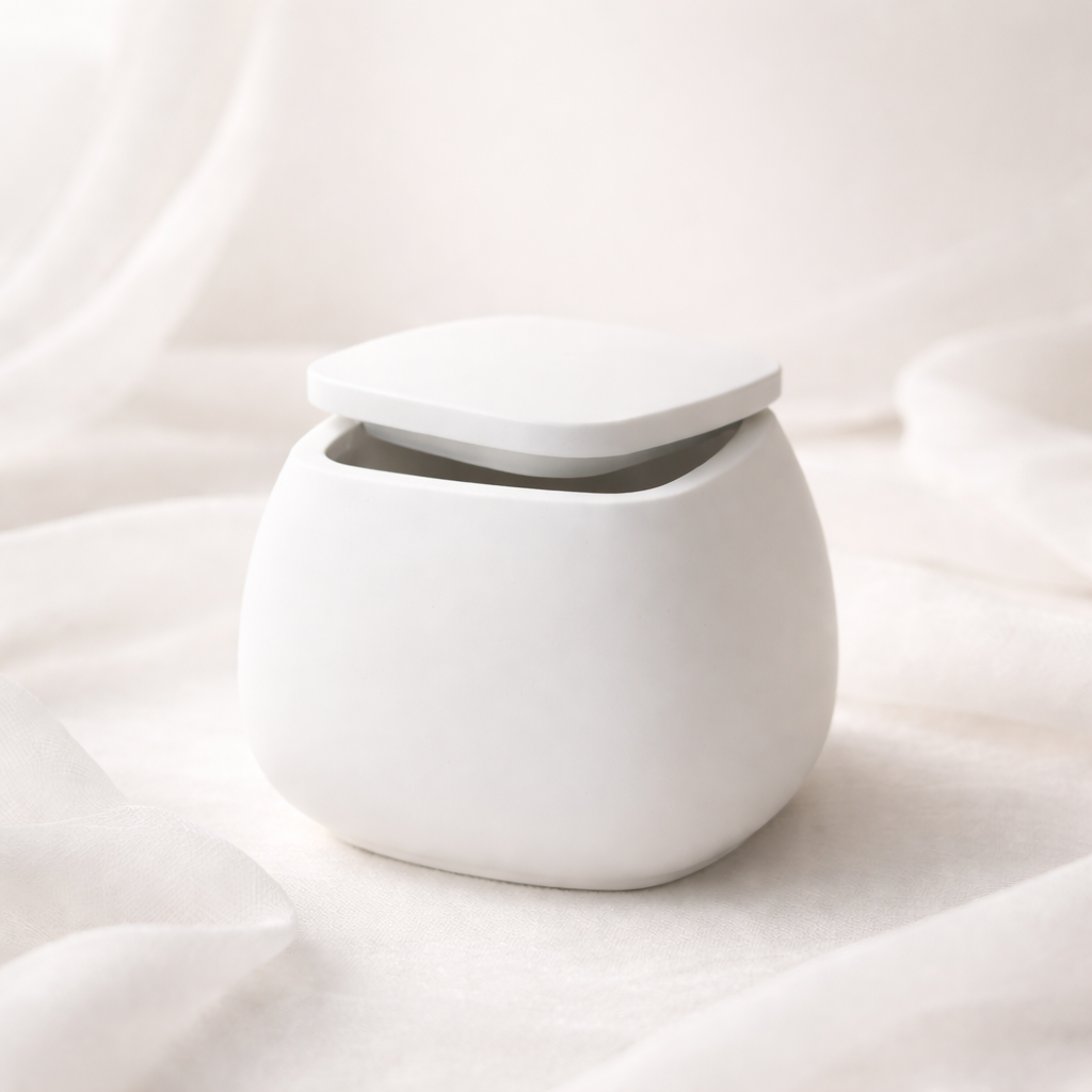 Contenitore Decorativo Bianco con Coperchio