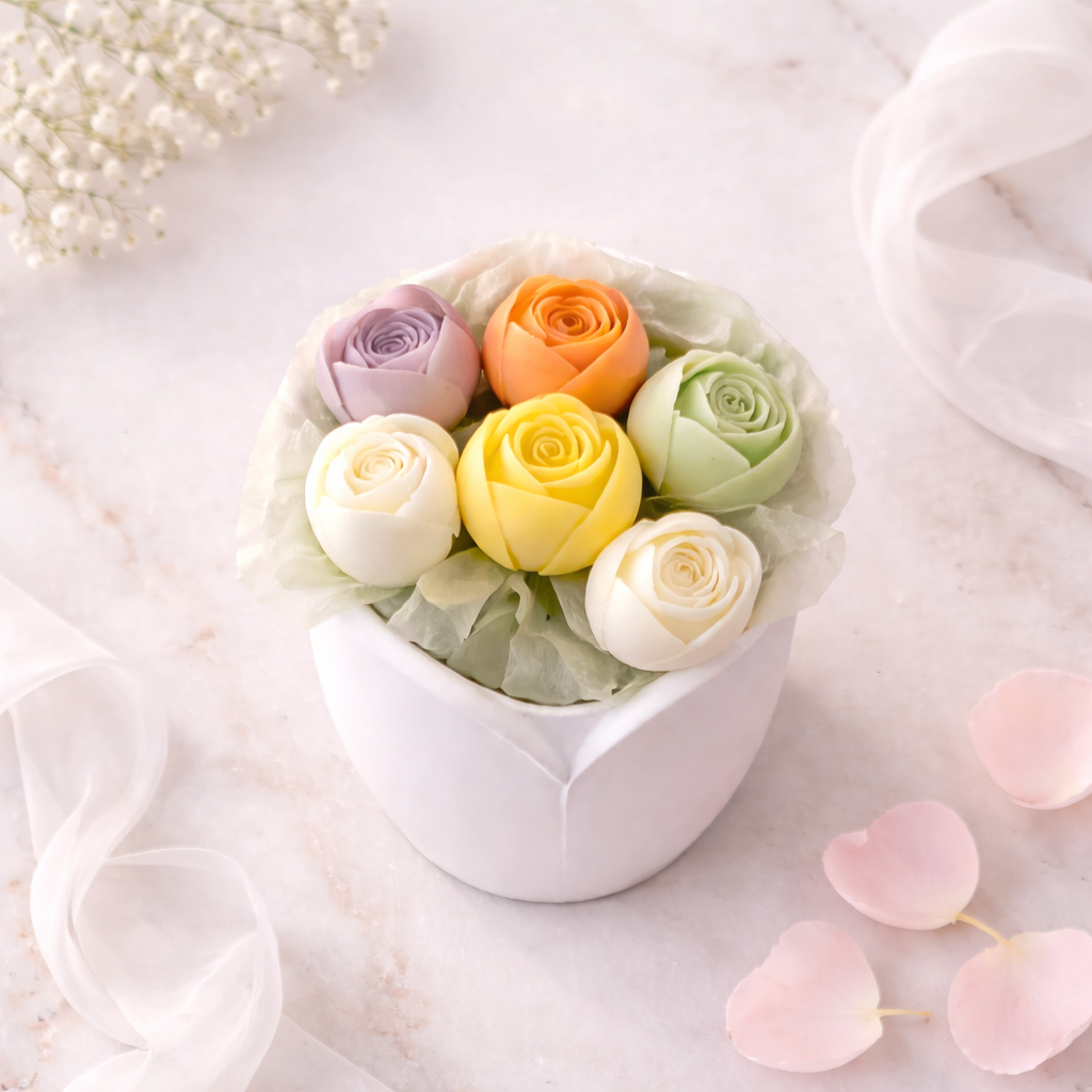 Vaso in ceramica con rose in cera profumate