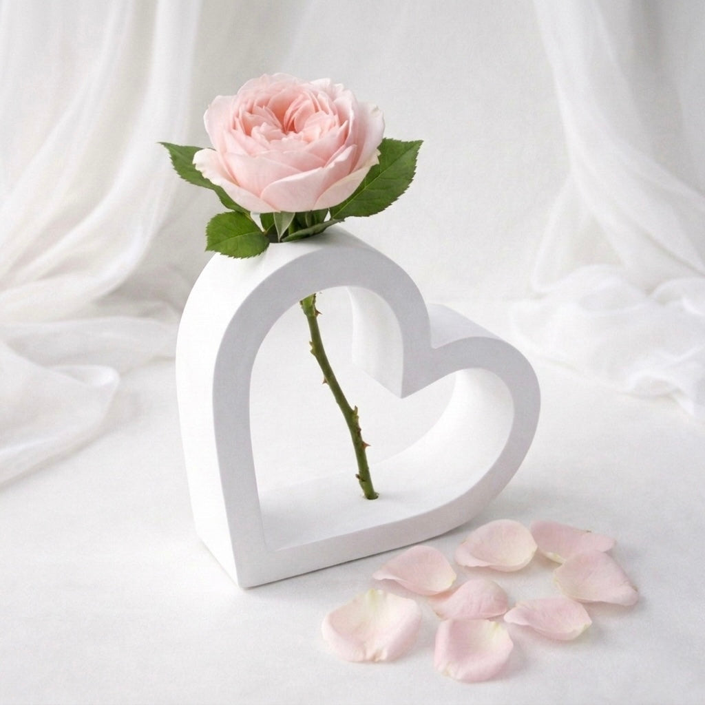 Vaso Decorativo in Ceramica a Forma di Cuore Minimal