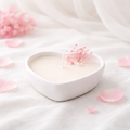 Candele artigianali a forma di cuore in contenitore di ceramica