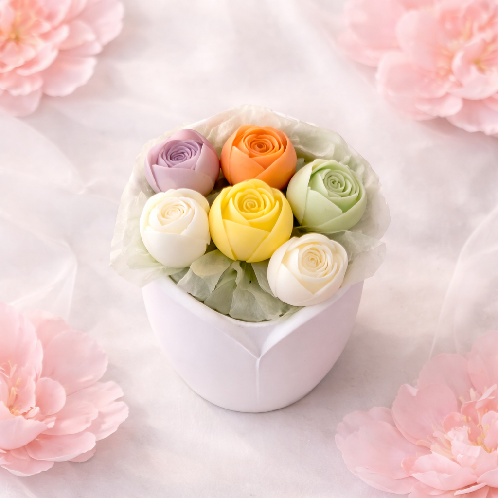 Vaso in ceramica con rose in cera profumate