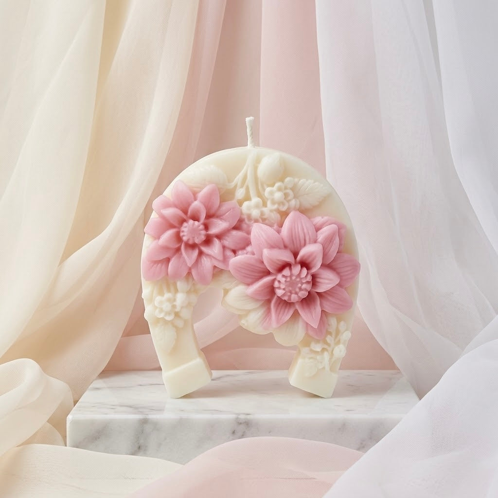 Candela Decorativa Arco Floreale in Cera
